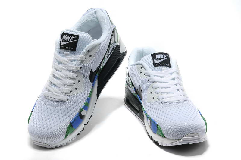 Air Max 90 Chaussures Hommes PRM EM Tissage camouflage Blanc Bleu (2)